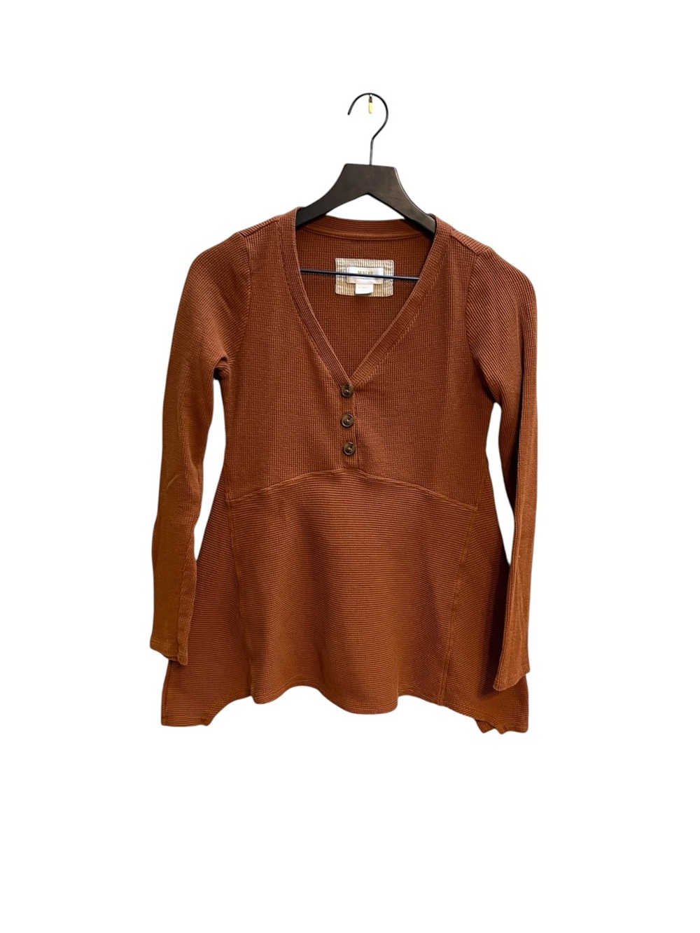 Maeve thermal Rust Brown V-Neck Button Knit Top size XS